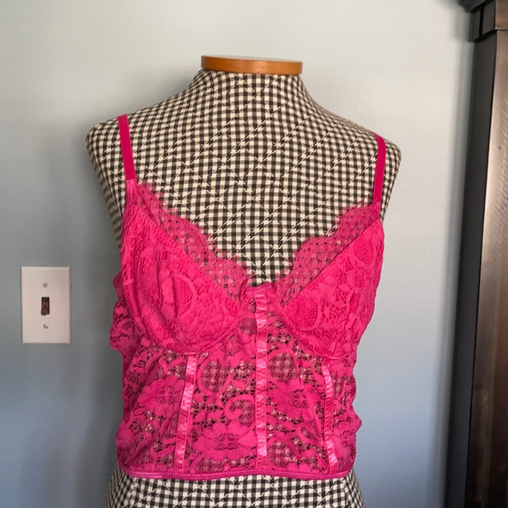 Hot Pink Lace Crop Top
